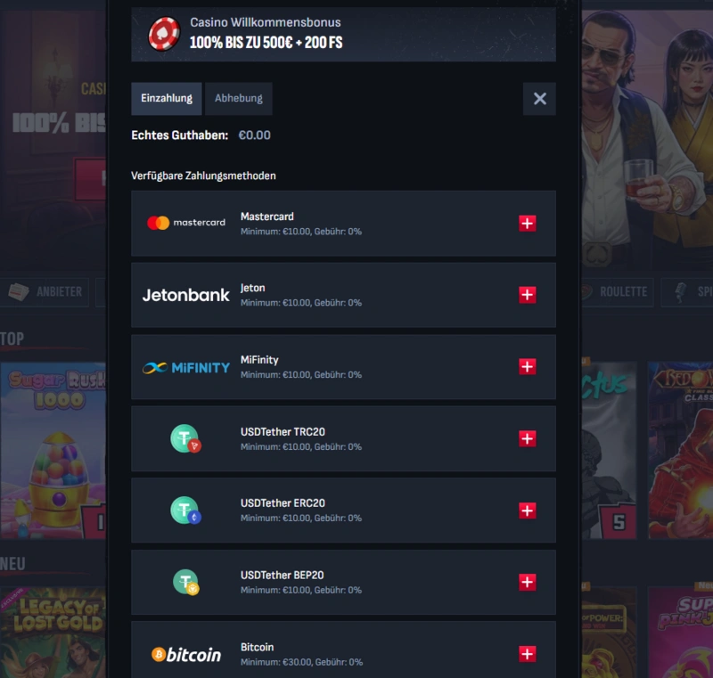 mafiacasino deposit page
