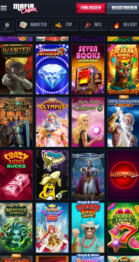 mafiacasino mobile games page